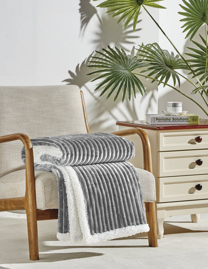 Corduroy Sherpa Reversible Throw Blanket, 50 × 60 in