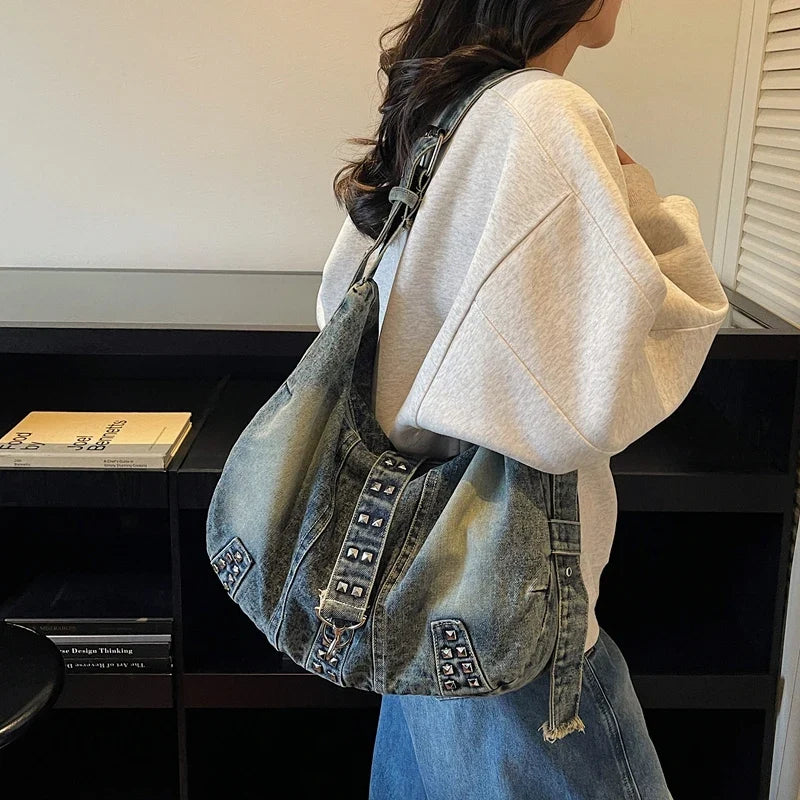 High Quality Women Denim Handbags Tote Bags Large Capacity Ladies Shoulder Messenger Bags for Women Casual Female Shopping Bag