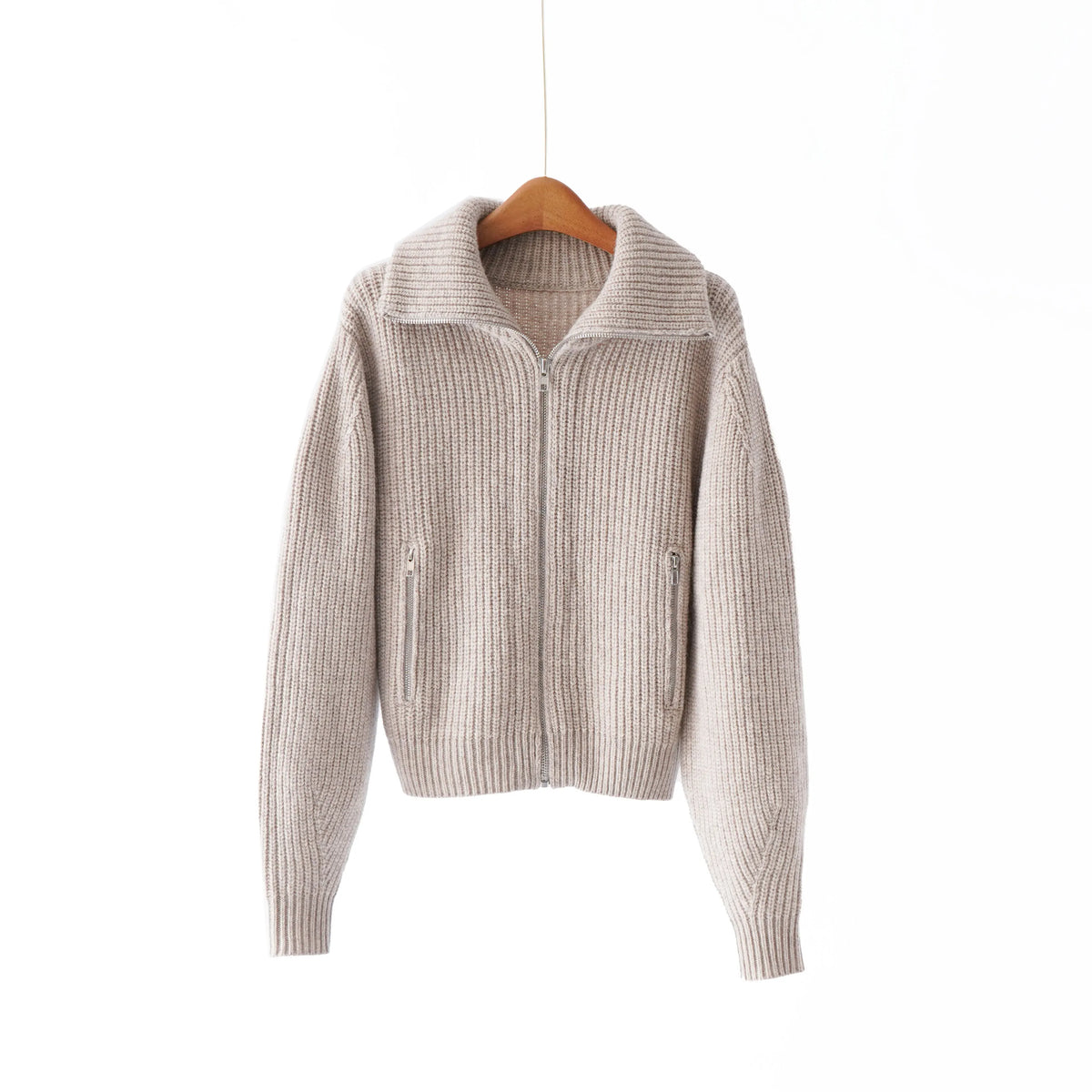 2025 Winter New Arrival 100% Wool Knitted Cardigan Half Turtleneck Zipper Casual Coat Women Clothing Manufacturers