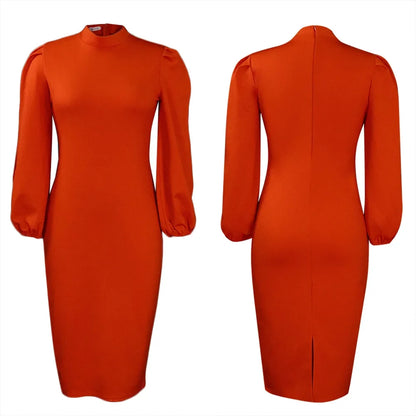 Fashion Spring Women Clothing Plus Size Dress Elegant Office Lady Business Dress Women Long Sleeve Career Dresses