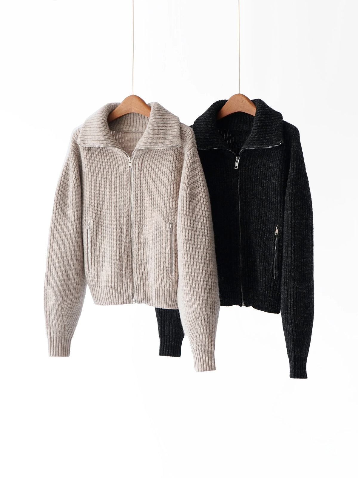 2025 Winter New Arrival 100% Wool Knitted Cardigan Half Turtleneck Zipper Casual Coat Women Clothing Manufacturers