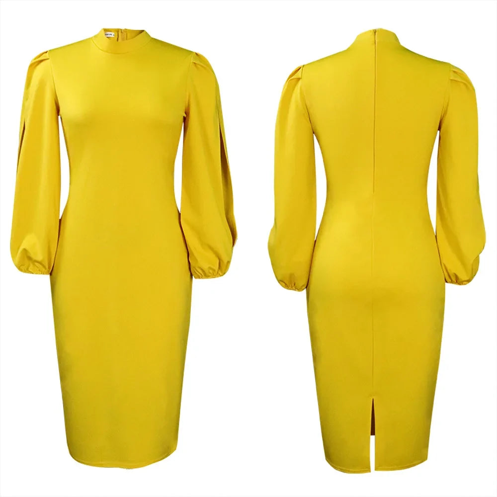 Fashion Spring Women Clothing Plus Size Dress Elegant Office Lady Business Dress Women Long Sleeve Career Dresses