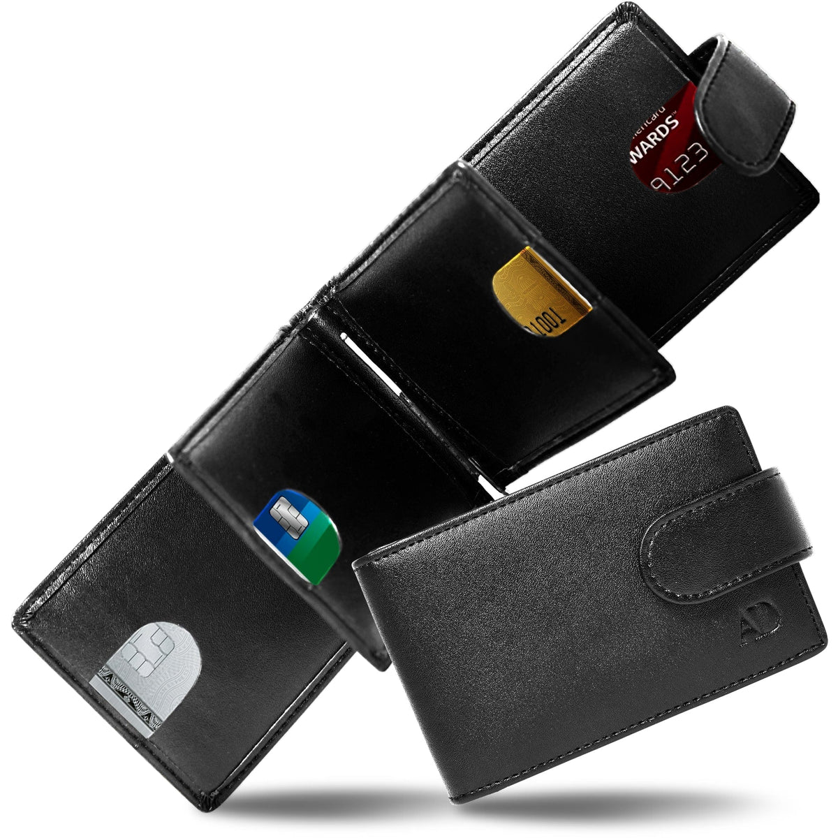Leather Bifold Wallet – Removable Money Clip, Snap Closure