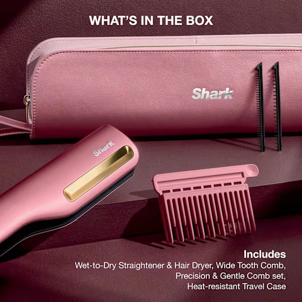 Shark SilkiPro Straight Hair Straightener + Dryer – Rose Petal - HT401UKPK