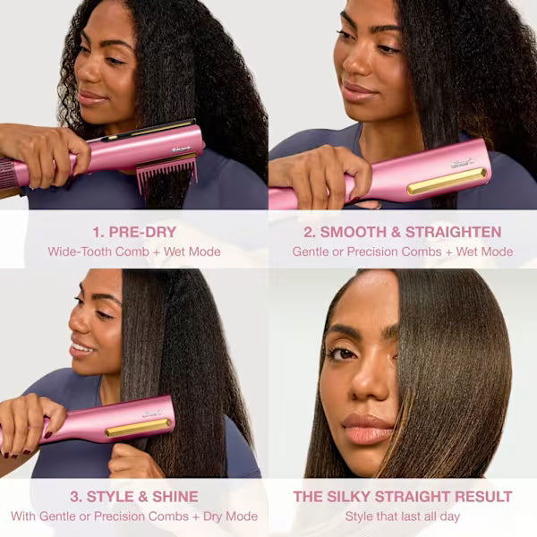 Shark SilkiPro Straight Hair Straightener + Dryer – Rose Petal - HT401UKPK
