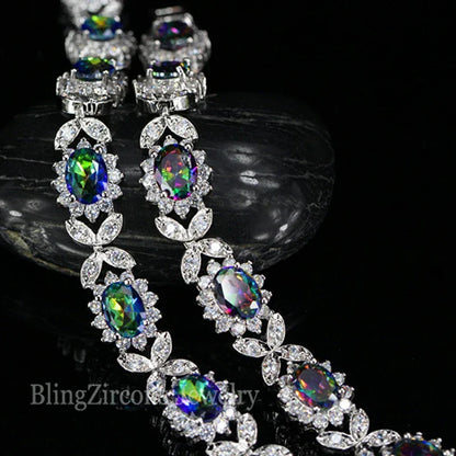 Crystal Flower Silver Plated Bracelet