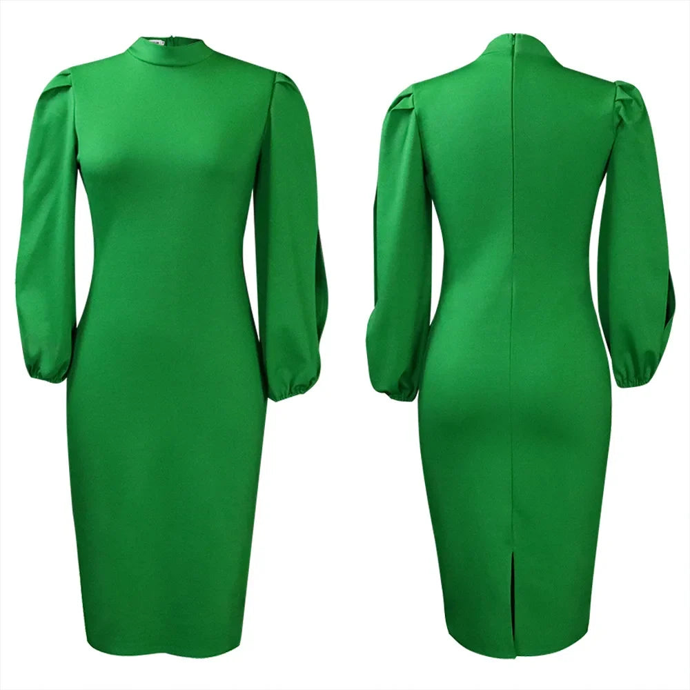 Fashion Spring Women Clothing Plus Size Dress Elegant Office Lady Business Dress Women Long Sleeve Career Dresses