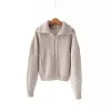 2025 Winter New Arrival 100% Wool Knitted Cardigan Half Turtleneck Zipper Casual Coat Women Clothing Manufacturers
