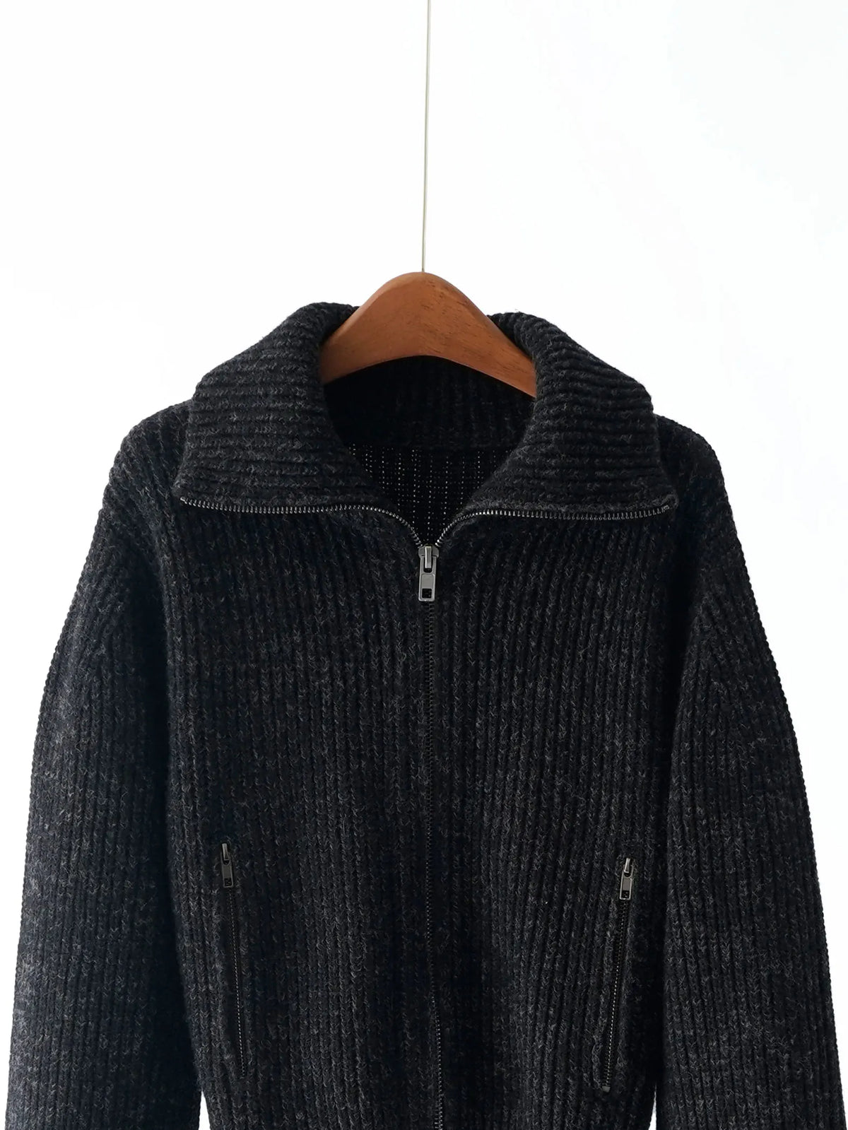 2025 Winter New Arrival 100% Wool Knitted Cardigan Half Turtleneck Zipper Casual Coat Women Clothing Manufacturers