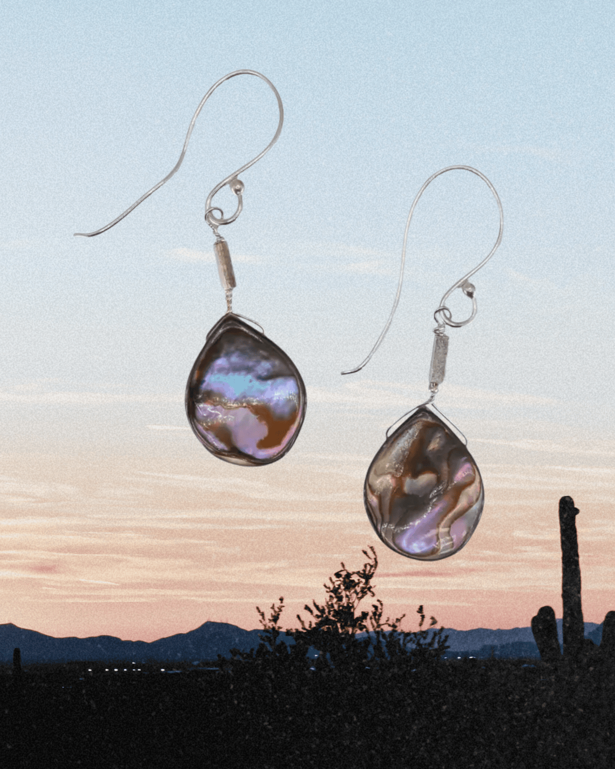 Hill Tribe Silver Abalone Drop Earrings