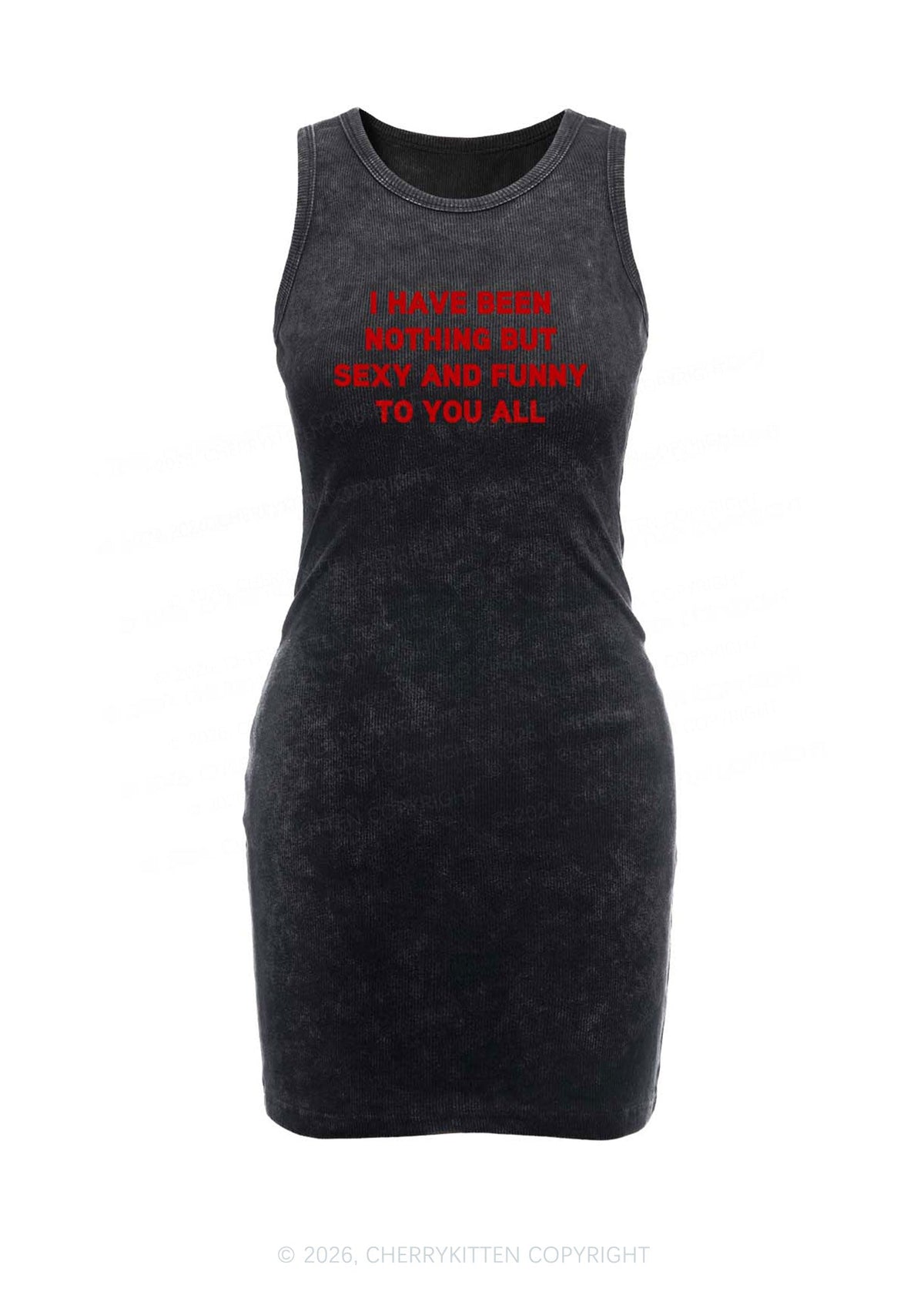 I Have Been Funny Y2K Washed Tank Dress Cherrykitten