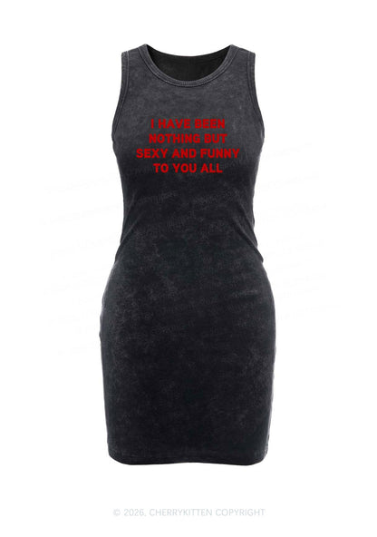 I Have Been Funny Y2K Washed Tank Dress Cherrykitten