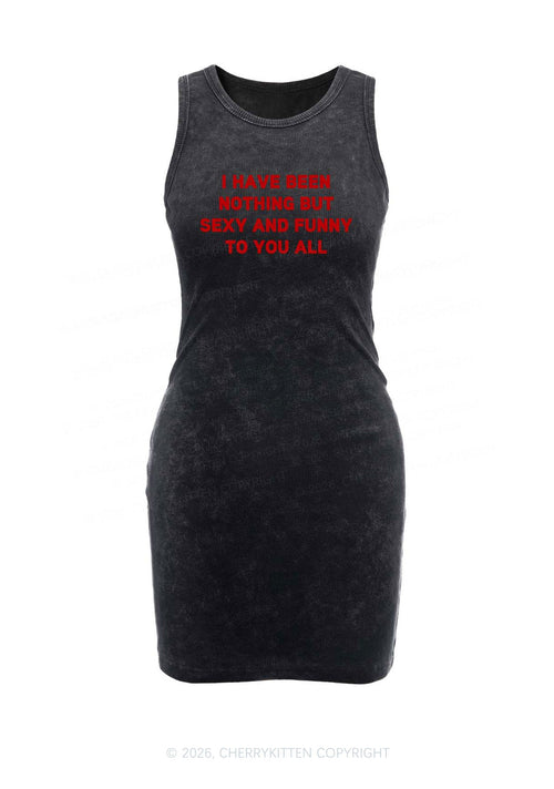 I Have Been Funny Y2K Washed Tank Dress Cherrykitten