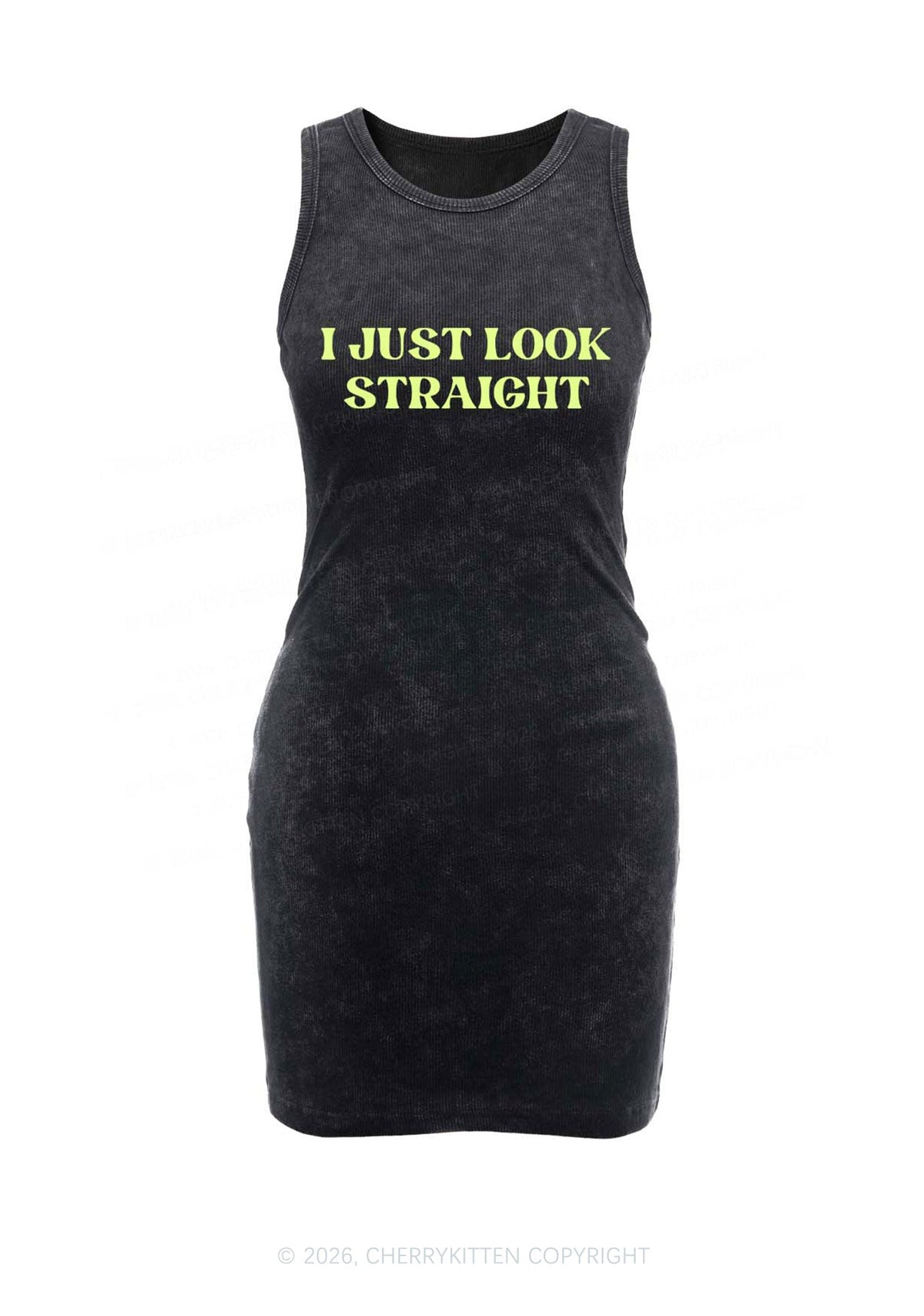 I Just Look Straight Pride Y2K Washed Tank Dress Cherrykitten