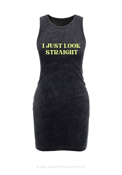 I Just Look Straight Pride Y2K Washed Tank Dress Cherrykitten
