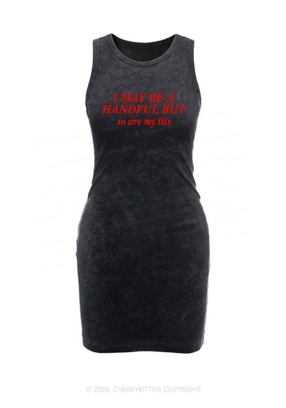 I May Be A Handful Y2K Washed Tank Dress Cherrykitten