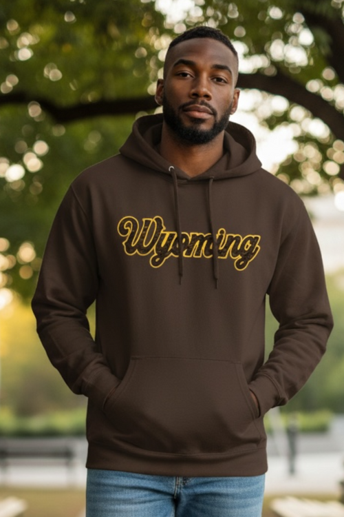 Wyoming Script Brown Hoodie