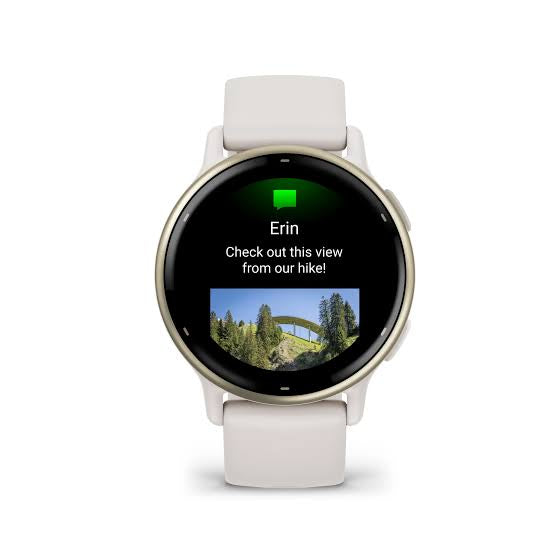Garmin Vivoactive 5
Cream gold aluminium bezel with ivory case and silicone band