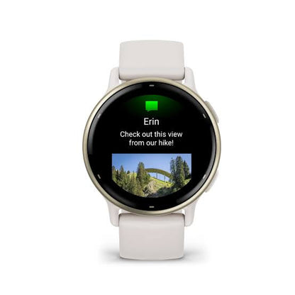 Garmin Vivoactive 5
Cream gold aluminium bezel with ivory case and silicone band
