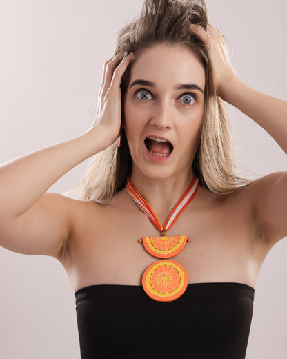 Mandarin Orange Terracotta Clay Jewelry Set