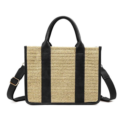 Mericela Mixed Media Straw Tote