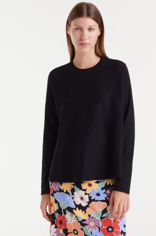 Jersey Crew Sweater-Black