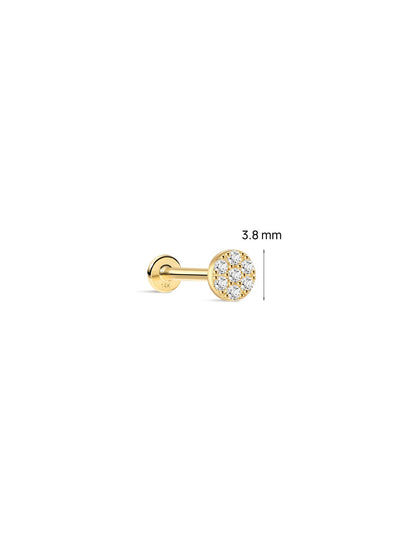 KOSINER 14K Solid Gold 3.8MM Classic Round Flat Back Stud