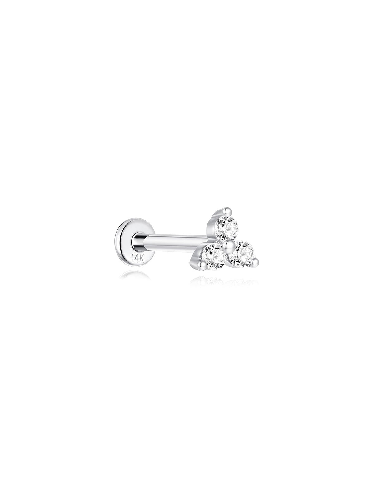 KOSINER 14K Solid Gold Minimalist Trinity Flat Back Stud
