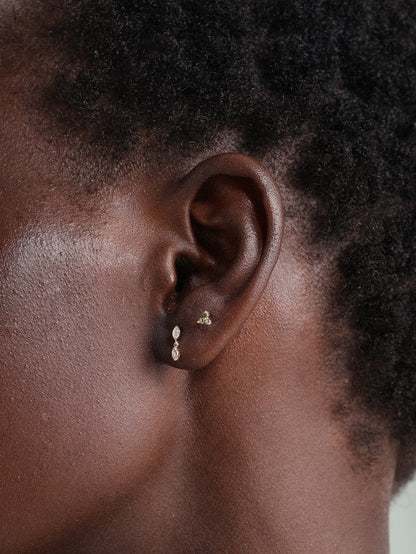 KOSINER 14K Solid Gold Trinity Birthstone Flat Back Stud