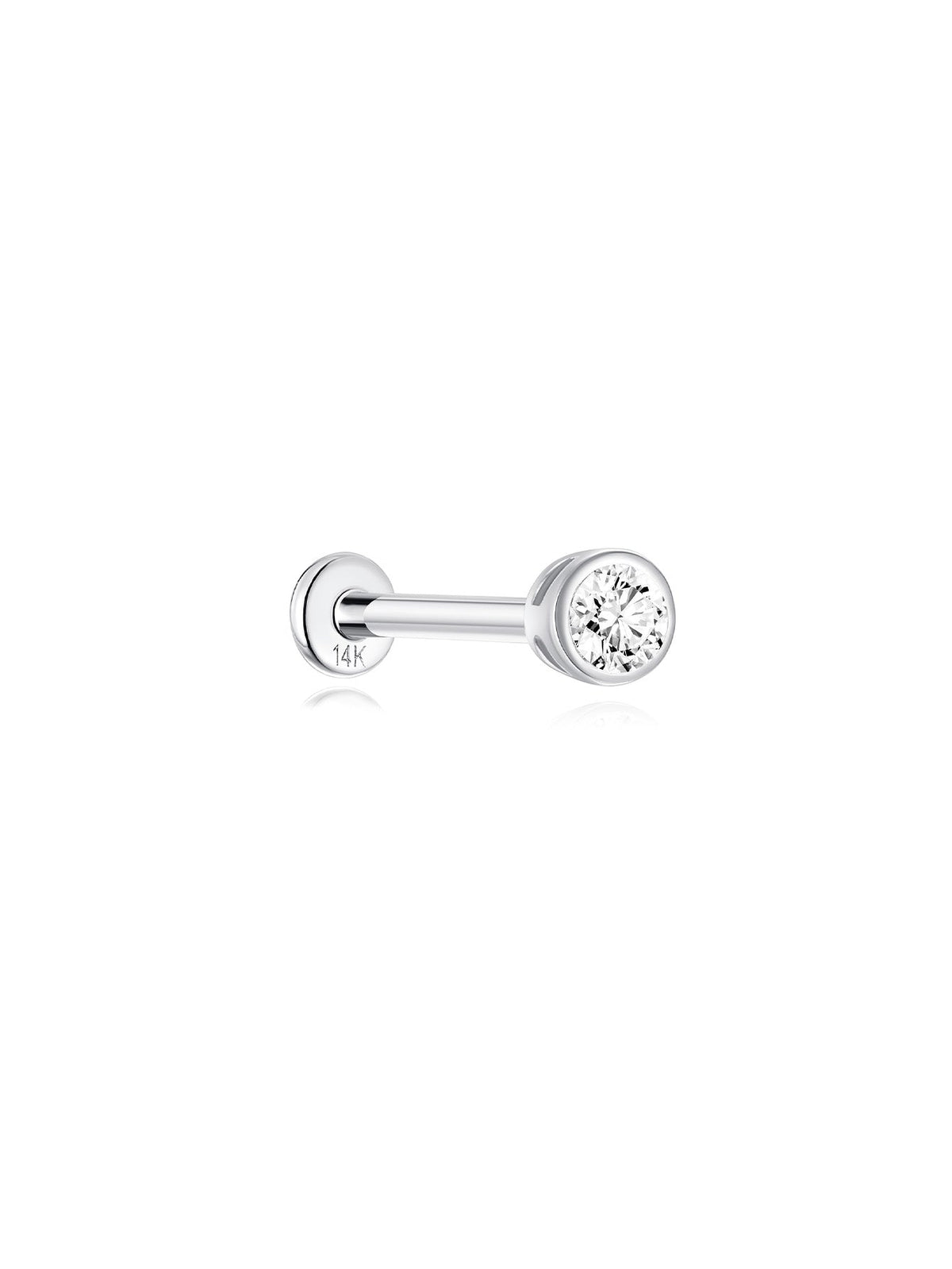 KOSINER 14K Solid Gold Delicate Bezel Flat Back Stud