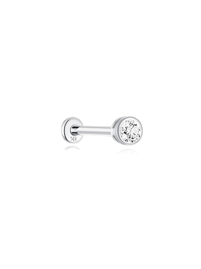 KOSINER 14K Solid Gold Delicate Bezel Flat Back Stud