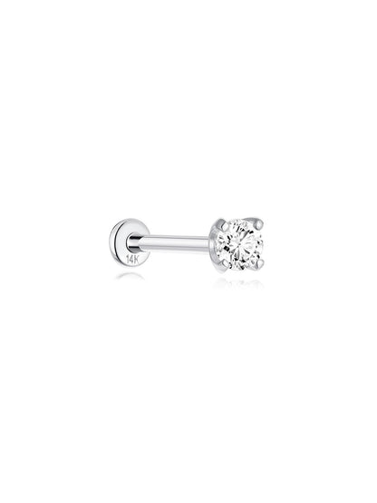 KOSINER 14K Solid Gold Minimalist 2MM Flat Back Stud