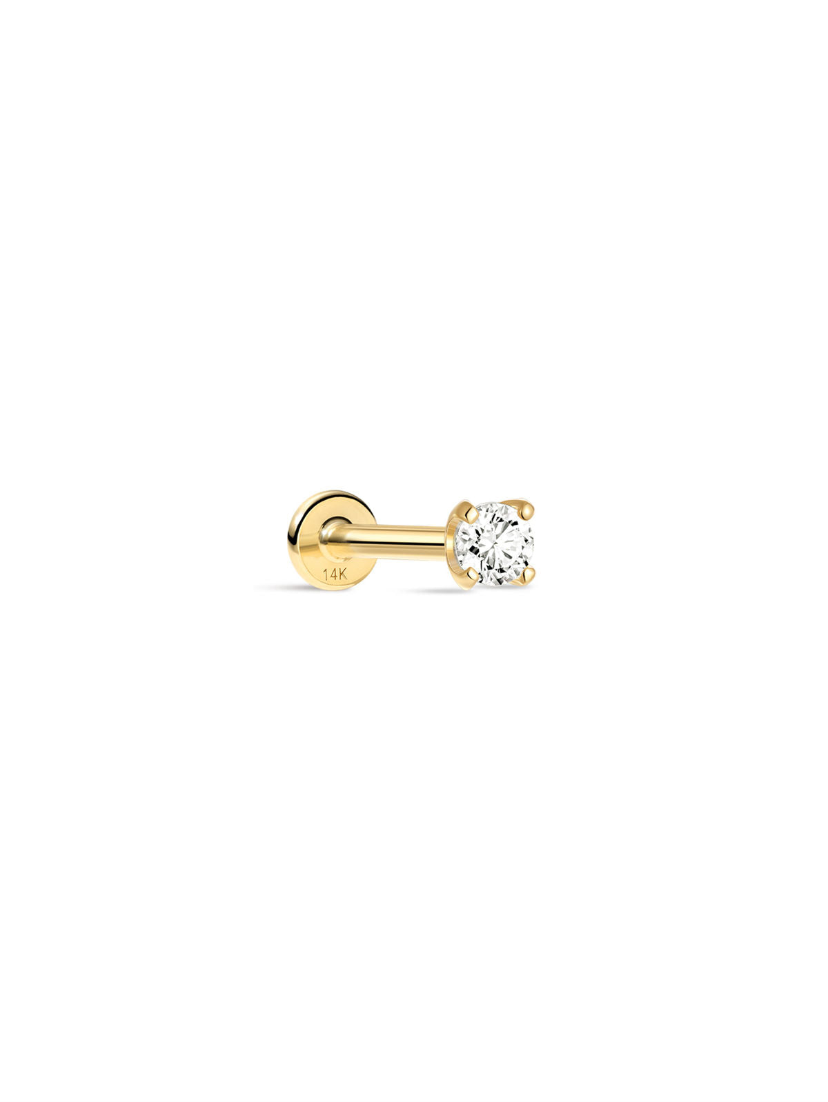 KOSINER 14K Solid Gold Minimalist 2MM Flat Back Stud