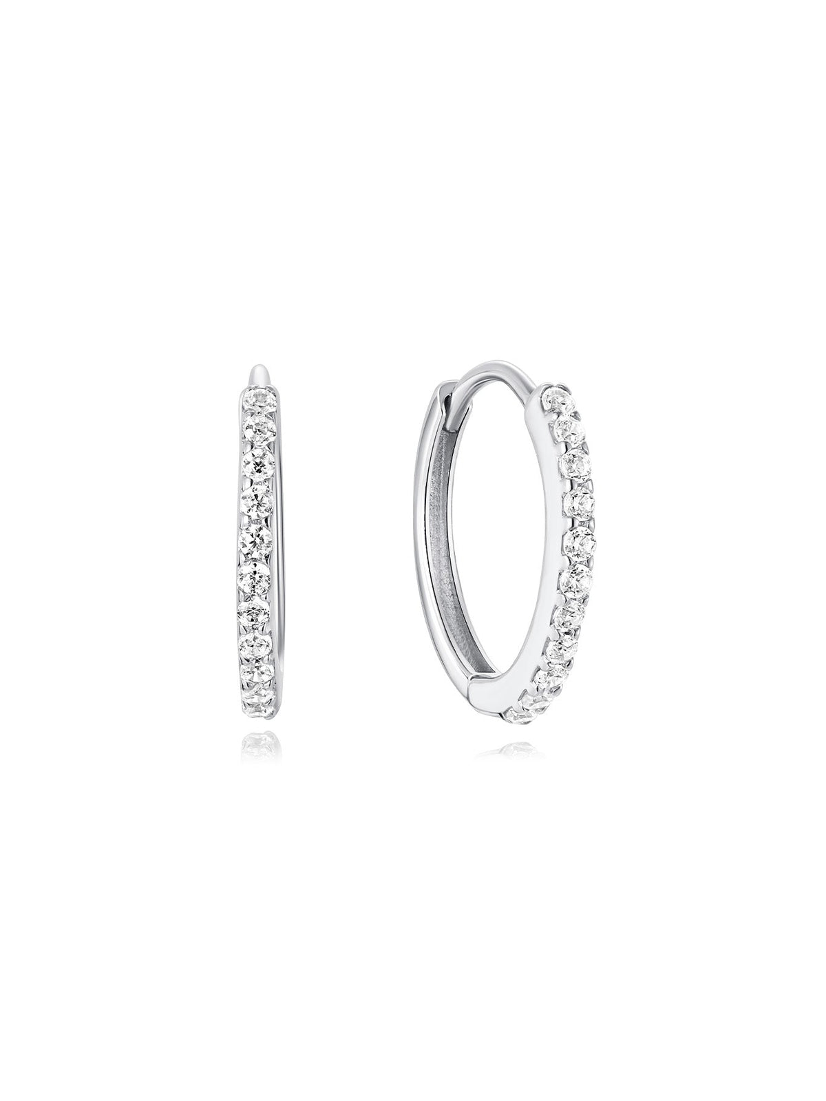 KOSINER 14K Solid Gold Classic Crystal Pave Hoop