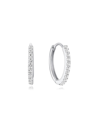 KOSINER 14K Solid Gold Classic Crystal Pave Hoop