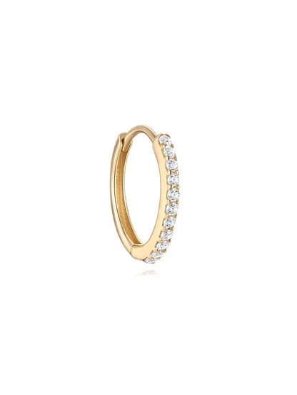 KOSINER 14K Solid Gold Classic Crystal Pave Hoop