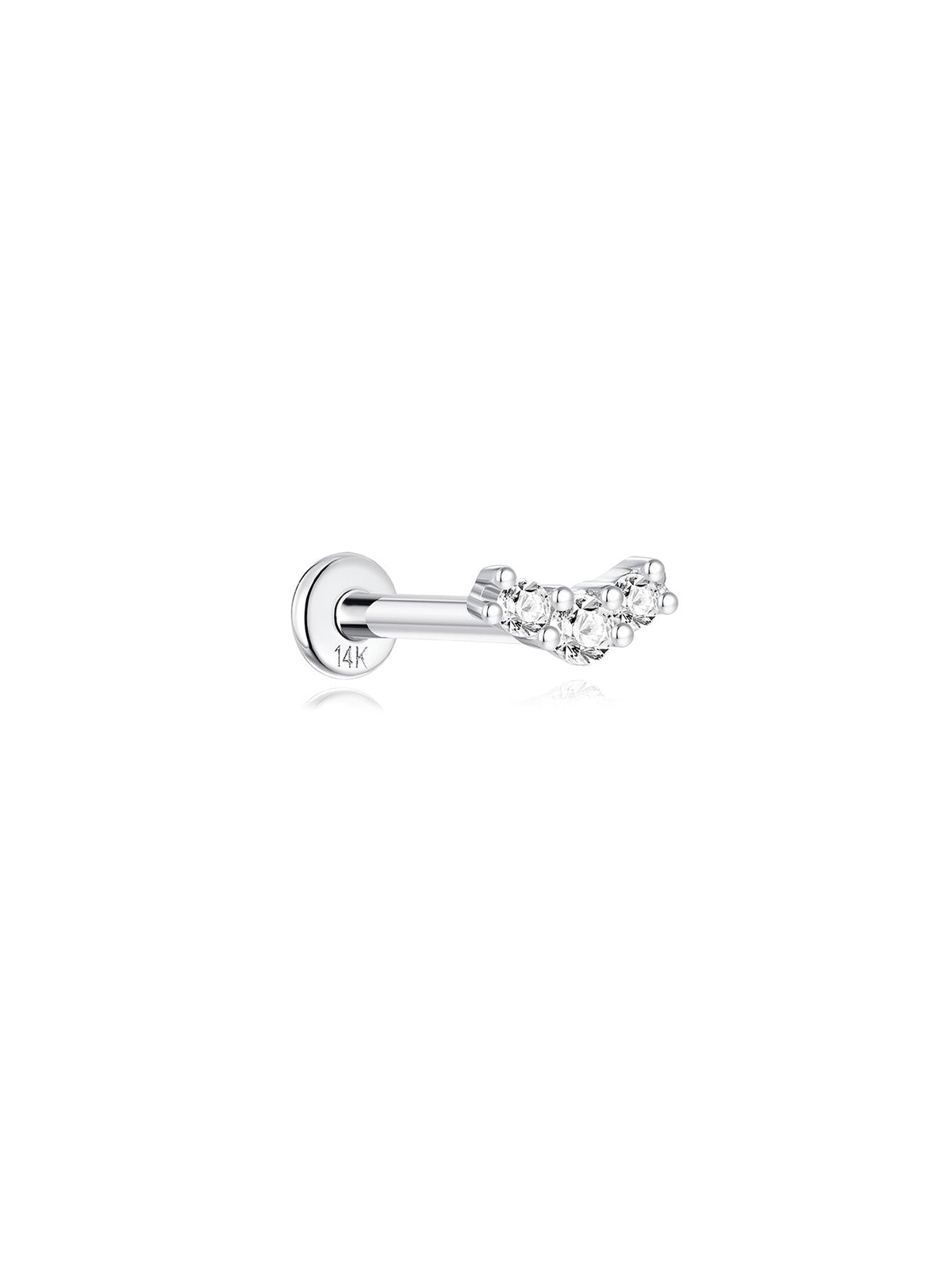 KOSINER 14K Solid Gold Delicate Pave Curved Flat Back Stud
