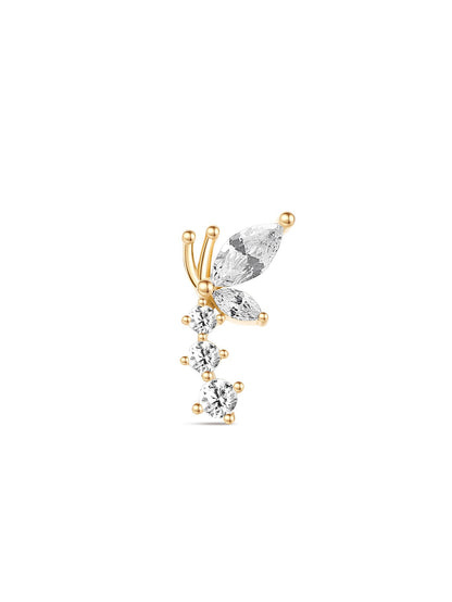 KOSINER 14K Solid Gold Elegant Flying Butterfly Flat Back Stud