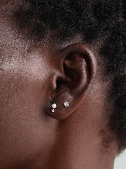 KOSINER 14K Solid Gold Elegant Pearl Flat Back Stud