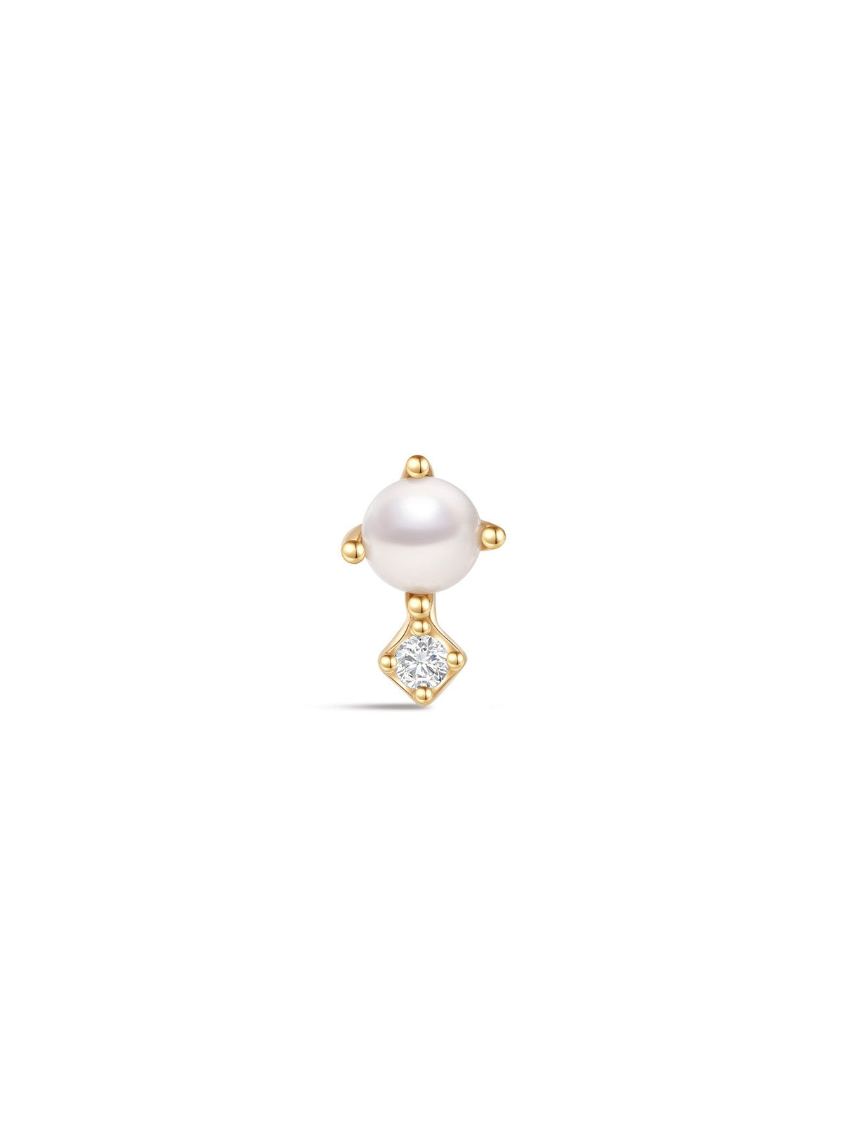 KOSINER 14K Solid Gold Elegant Pearl Flat Back Stud