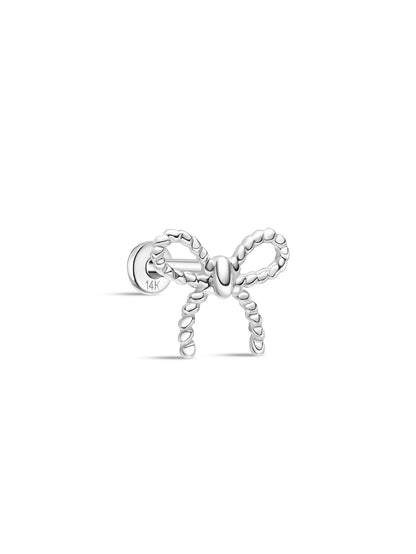 KOSINER 14K Solid Gold Elegant Textured Bowknot Flat Back Stud