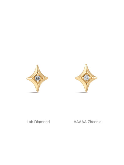 KOSINER 14K Solid Gold Sparkly Star Flat Back Stud