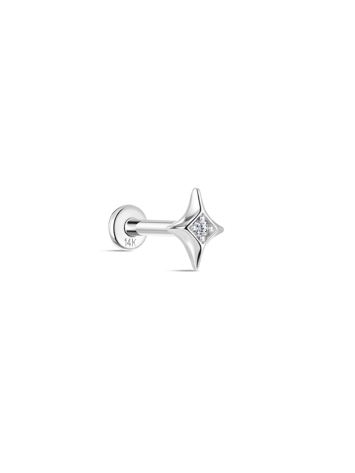 KOSINER 14K Solid Gold Sparkly Star Flat Back Stud