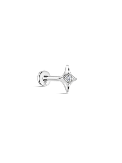 KOSINER 14K Solid Gold Sparkly Star Flat Back Stud