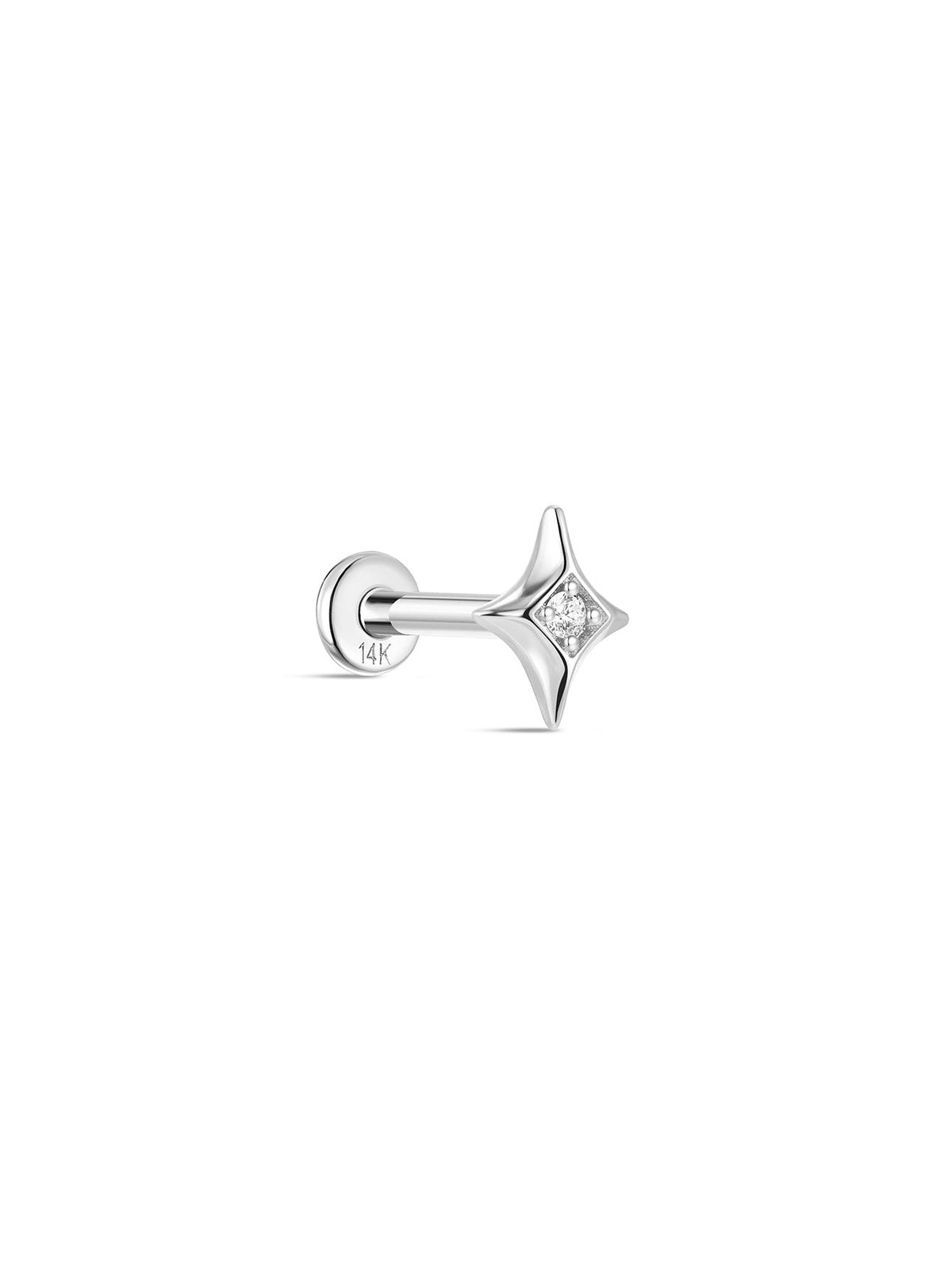 KOSINER 14K Solid Gold Sparkly Star Flat Back Stud