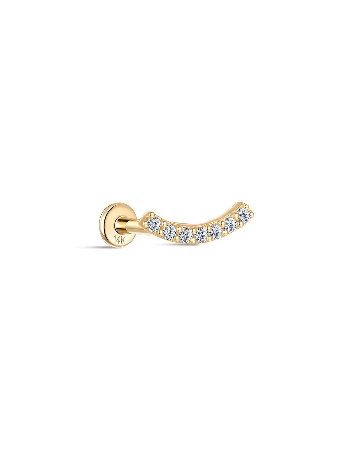 KOSINER 14K Solid Gold Elegant Pave Curved Flat Back Stud