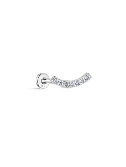 KOSINER 14K Solid Gold Elegant Pave Curved Flat Back Stud