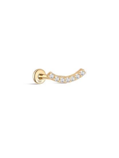 KOSINER 14K Solid Gold Elegant Pave Curved Flat Back Stud