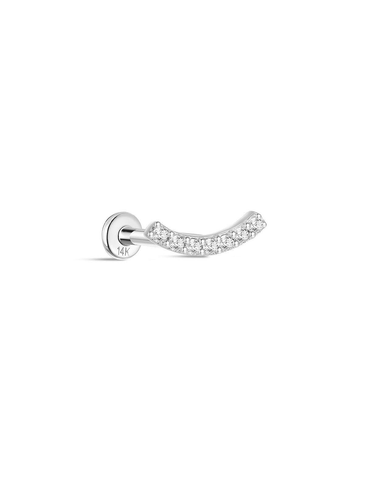 KOSINER 14K Solid Gold Elegant Pave Curved Flat Back Stud