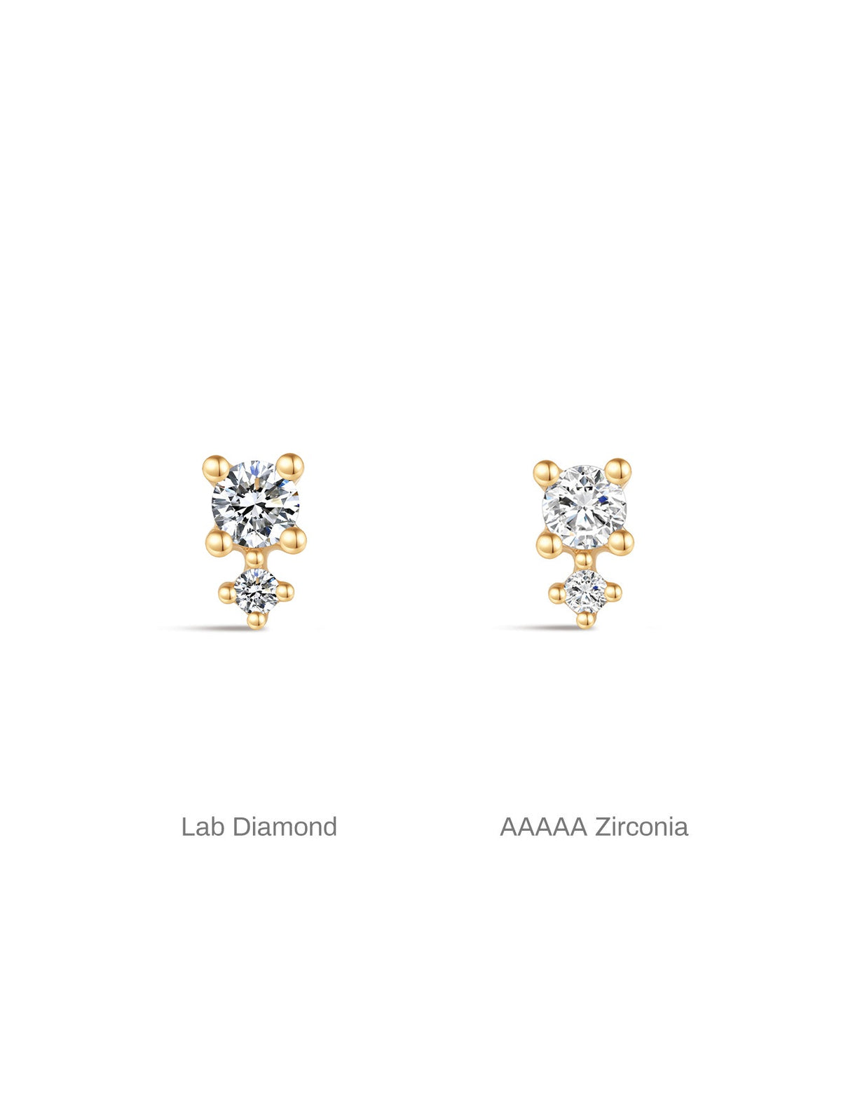 KOSINER 14K Solid Gold Simple Spliced Flat Back Stud